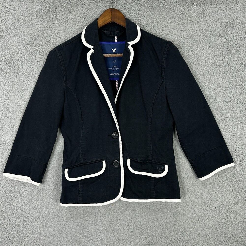 American Eagle Vintage Y2K Blazer Womens Small‎ Blue Y2K Preppy Academia Twee